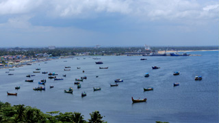 Fishing boats at Kollam Harbour